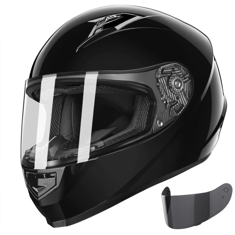 GLX GX11 Compact Motorcycle Helmet Black XLarge Full Face w Tinted Visor DOT Approved