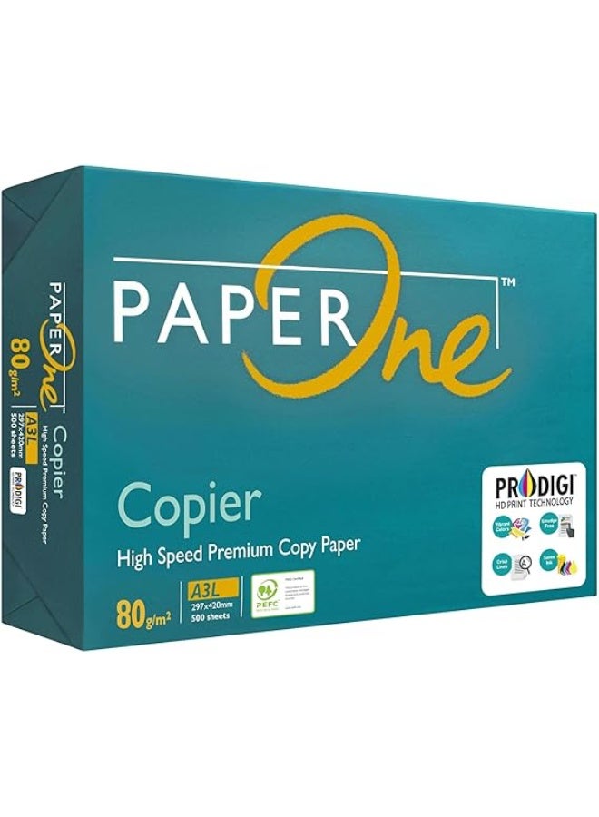 PaperOne Copier Premium Copy Paper, 80 GSM, A3 Size, 500 sheets ream