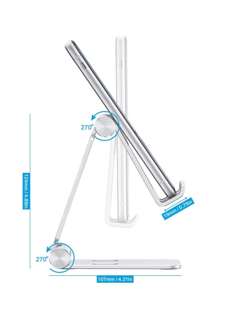 TYCOM Desktop Cell Phone Stand, Double Adjustable Mobile Phone Tablet Holder, Aluminum Portable Desk Stand for iPhone 11, iPhone X, iPhone 8 7, Samsung, Galaxy S9 S8, iPad (Silver) - Image 5