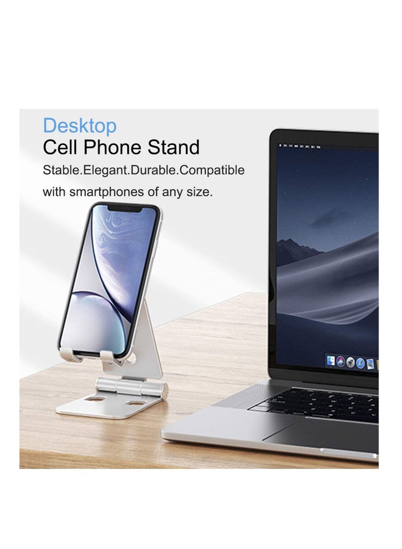 TYCOM Desktop Cell Phone Stand, Double Adjustable Mobile Phone Tablet Holder, Aluminum Portable Desk Stand for iPhone 11, iPhone X, iPhone 8 7, Samsung, Galaxy S9 S8, iPad (Silver) - Image 4