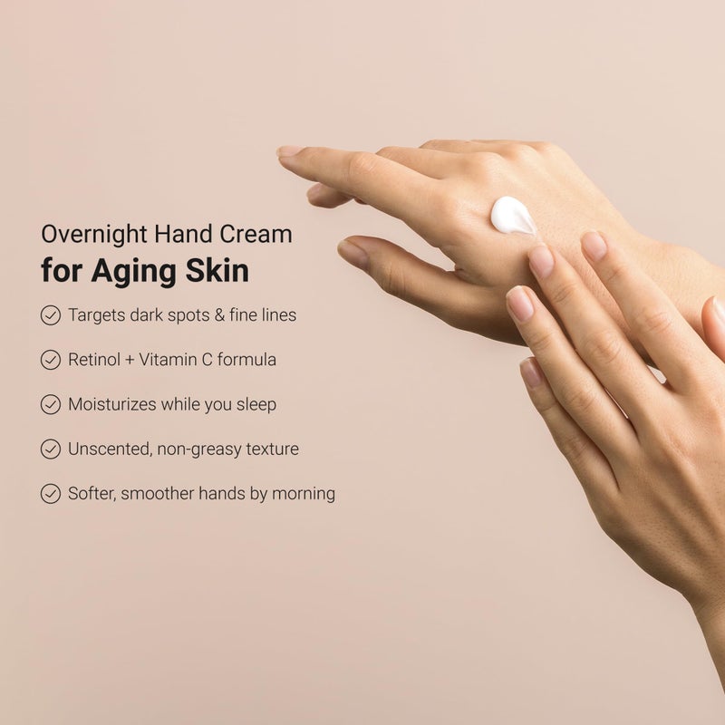 LifeCell Retinol + Vitamin C Overnight Hand Treatment â€“ Anti-Aging Hand Cream for Dark Spots, Dryness & Fine Lines â€“ Moisturizing Night Formula with Argan Oil â€“ Unscented, Non-Greasy â€“ 1oz - Image 2