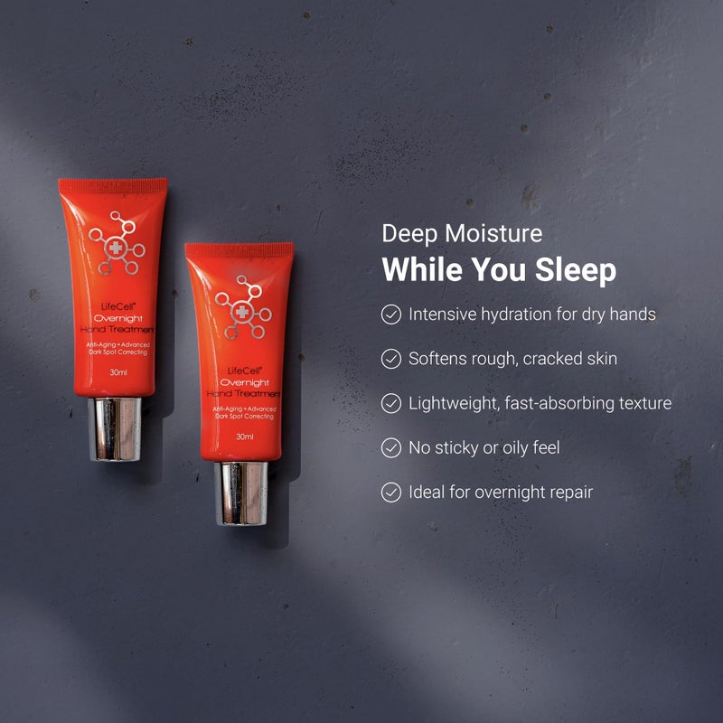 LifeCell Retinol + Vitamin C Overnight Hand Treatment â€“ Anti-Aging Hand Cream for Dark Spots, Dryness & Fine Lines â€“ Moisturizing Night Formula with Argan Oil â€“ Unscented, Non-Greasy â€“ 1oz - Image 5