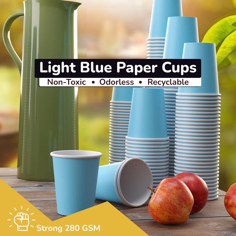 Party Solids Light Blue Paper Cups 12 oz Durable Disposable Cups 100 Paper Tumblers for Hot Drinks and Cold Drinks Thick 280 GSM Hot Cup for Tea & Coffee Cup To Go Fun Colors for Parties & Events - Image 5