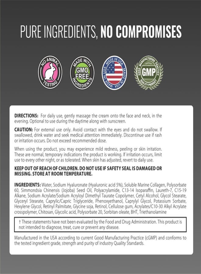 Approved Science Retinol Cream with 1% Retinol, 5% Collagen, and 5% Hyaluronic Acid - Revitalize, Brighten, Firm, and Plump Skin - 2 fl. oz. (60 ml) - Image 4