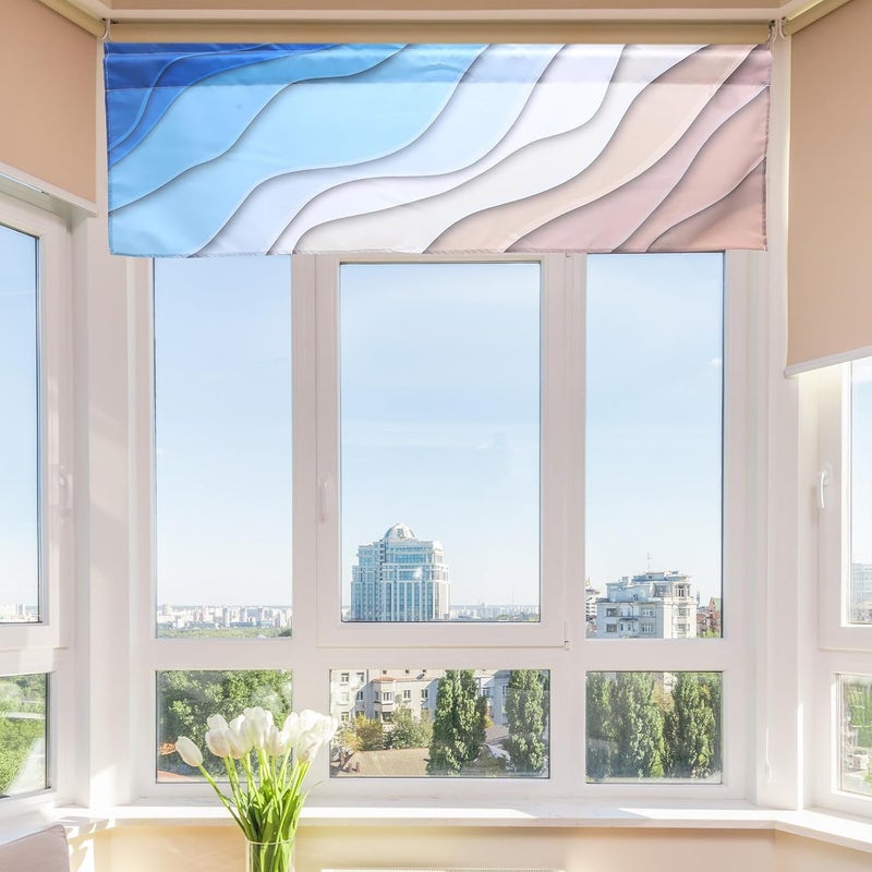 بريتيزوم ستارة فالنش مطبخ، ستارة قصيرة نصف عاتمة بتدرج هندسي 54 × 18 بوصة، فالنش زخرفي لغرفة المعيشة والغرفة، ستائر خفيفة لمعالجة نوافذ المنزل - Image 4