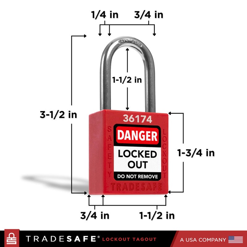 TRADESAFE Lockout Tagout Locks Set - 10 Red Loto Locks, Lockout Locks Keyed Different, 2 Keys Per Lock, OSHA Compliant Lock Out Tag Out Padlocks, Safety Padlocks for Electrical Lockout Tag Out Kits - Image 2
