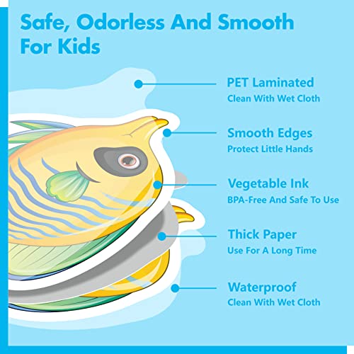 Gethelud 50 PCS Tropical Fish Cutouts, Double-Sided Printing Fish Sea Animal Accents Cut-Outs Bulletin Board Classroom Decoration in 10 Designs Ocean Themed Party Supplies for Kids Teacher Student - Image 5