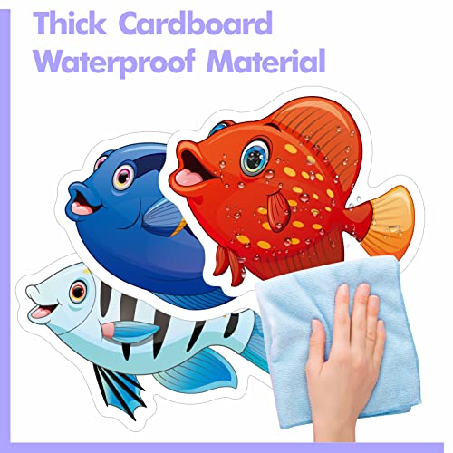 Gethelud 50 PCS Tropical Fish Cutouts, Double-Sided Printing Fish Sea Animal Accents Cut-Outs Bulletin Board Classroom Decoration in 10 Designs Ocean Themed Party Supplies for Kids Teacher Student - Image 4