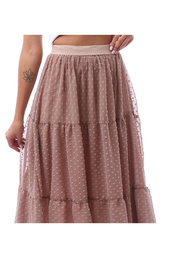 Andora - Ankle-length Flowy Skirt - Taupe - Image 1