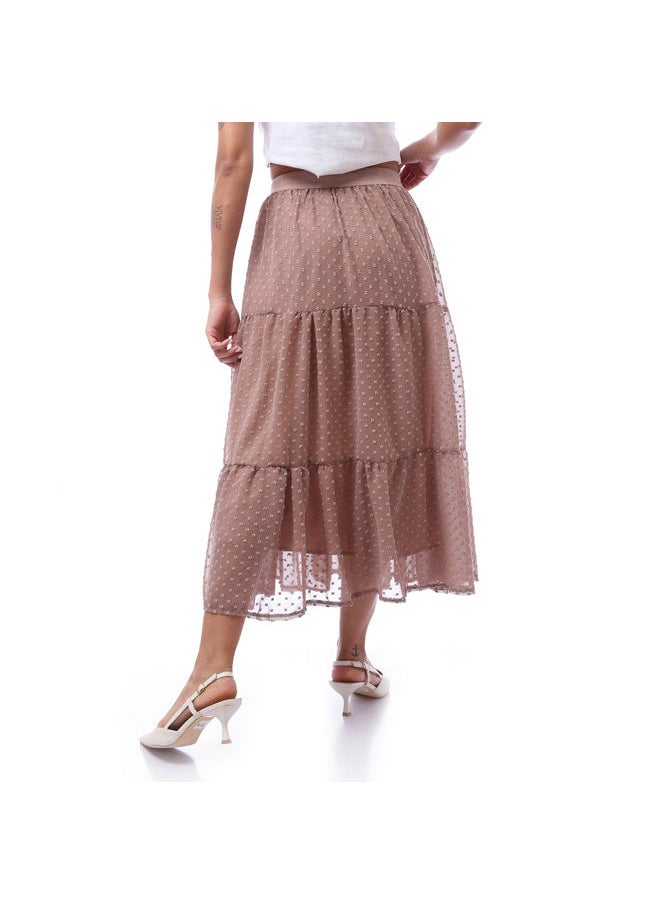 Andora - Ankle-length Flowy Skirt - Taupe - Image 1