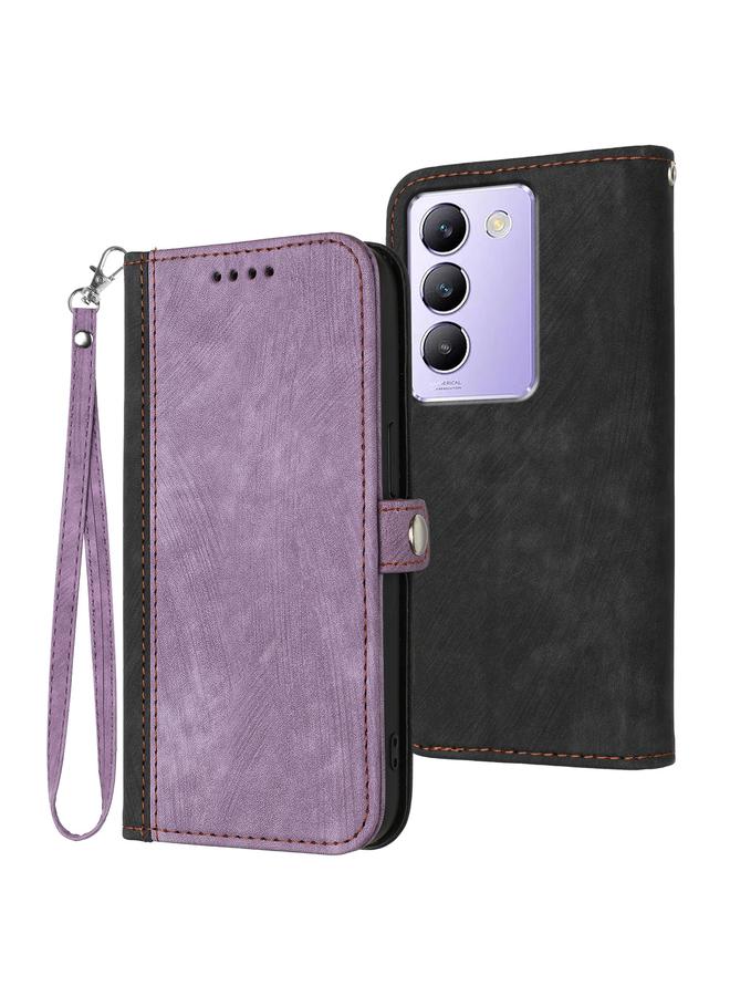 erorex Case For vivo V30 Lite 5G India/T3 5G IDN Side Buckle Double Fold Hand Strap Leather Phone Case - Image 1