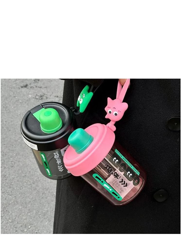 Y&D Kids Water Bottle with Straw, 450ML Measurement Handle BPA-Free for School, Children's Suction Nozzle Plastic Scale Cup Portable Pop Up Cover Learning Drinking Straw - Image 3