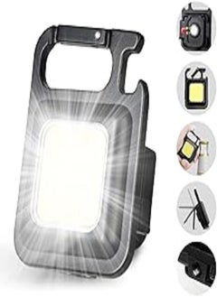 Super Strong Original Cob small flashlights, bright rechargeable keychain mini flashlight 3 light modes portable pocket light with folding bracket bottle opener and magnet base for fishing