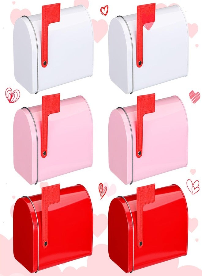 Yaocom 6 Pcs Valentines Day Tin Mailbox Valentine Party Play Mailbox Valentine's Boxes for Adults Valentine's Day Greeting Card Exchange Gifts Cookie Candy Storage Party Favors - Image 1