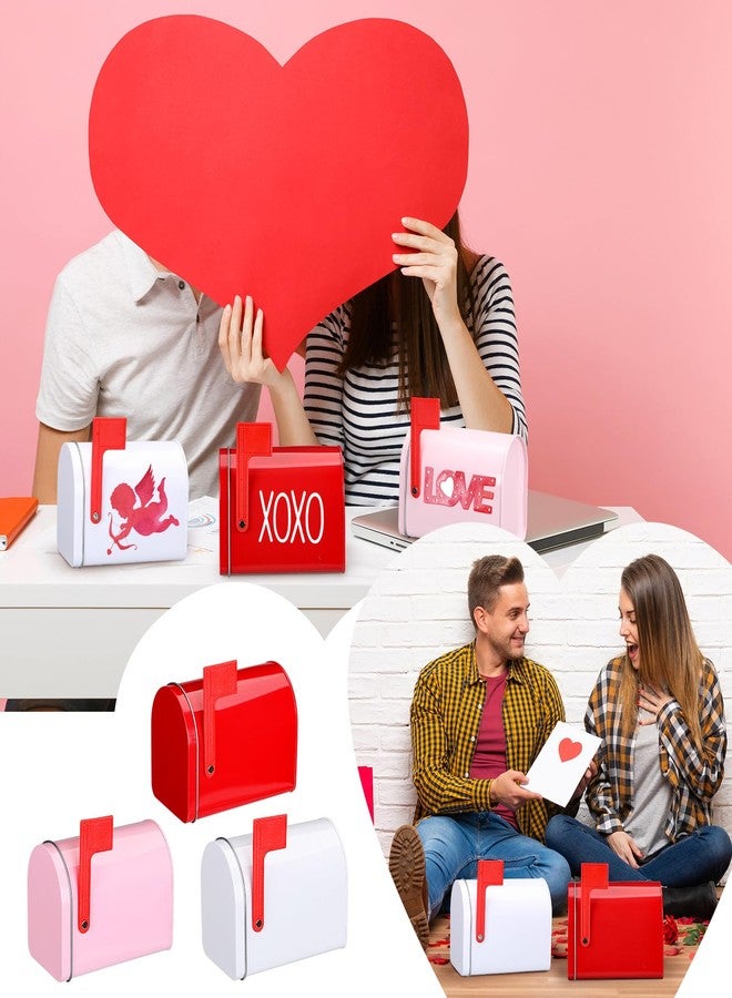 Yaocom 6 Pcs Valentines Day Tin Mailbox Valentine Party Play Mailbox Valentine's Boxes for Adults Valentine's Day Greeting Card Exchange Gifts Cookie Candy Storage Party Favors - Image 5