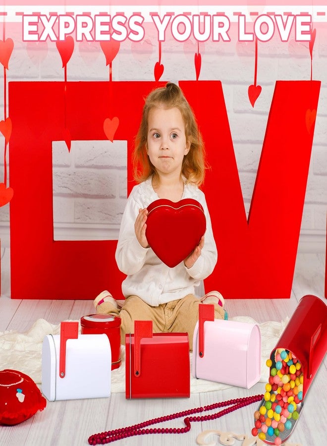 Yaocom 6 Pcs Valentines Day Tin Mailbox Valentine Party Play Mailbox Valentine's Boxes for Adults Valentine's Day Greeting Card Exchange Gifts Cookie Candy Storage Party Favors - Image 4