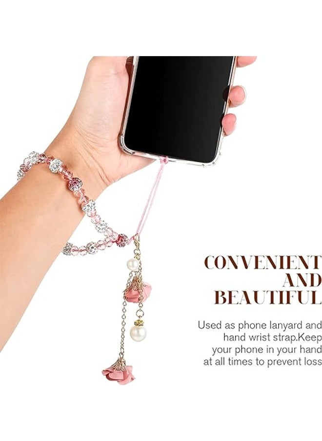HY - Hemobllo Cell Phone Straps Creative Crystal Flower Pendant - Small Flower Pendant Mobile Phone Lanyard - Mobile Phone Camera Wallet MP3 MP4 iPod PSP Keychain for Women Wristband - Image 1