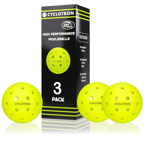 cyclotron P40 Outdoor Pickleball Balls USAPA Approved 40Hole Pickleballs for Tournament Play Seamless HDPE Rotational Molding for Wind Resistance Durability3Pack - Image 1