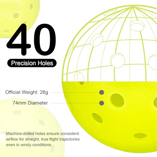 cyclotron P40 Outdoor Pickleball Balls USAPA Approved 40Hole Pickleballs for Tournament Play Seamless HDPE Rotational Molding for Wind Resistance Durability3Pack - Image 3