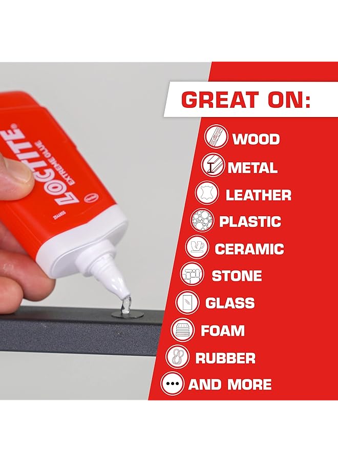Loctite Extreme Glue Strong All Purpose Glue For Wood Metal Leather Plastic And More Dries Clear 1.62 Oz Tube 1 Pack - Image 3