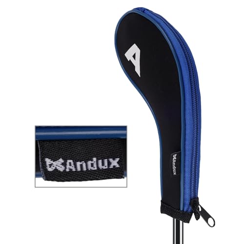 Andux 12pcs/Set Golf Iron Club Head Covers Number Print Long Neck with Zipper Black/Blue - Image 3