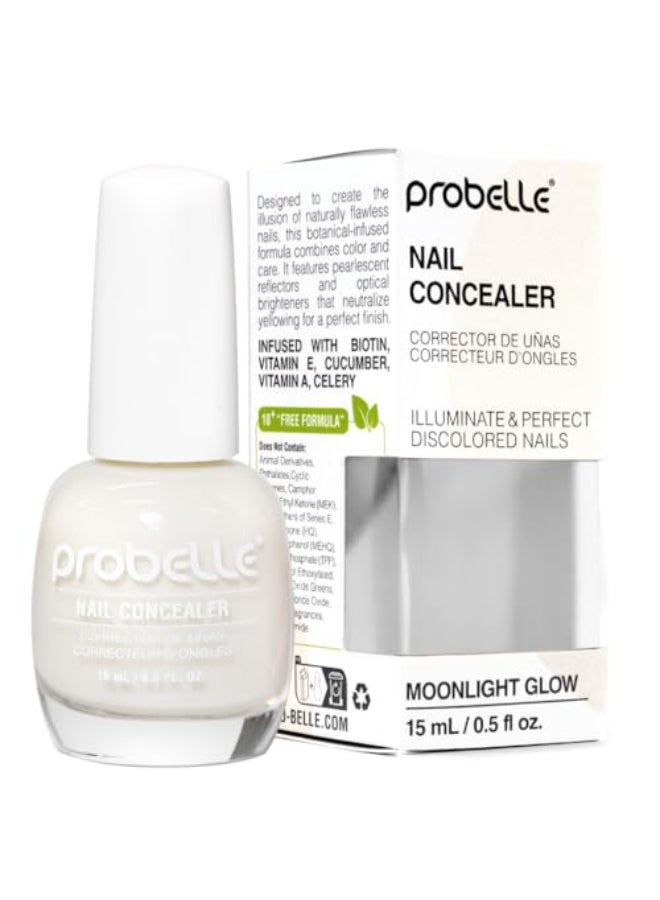 Probelle Illuminating Nail Concealer Sheer Long Lasting Brightening Nail Polish for yellowing discolored nails perfect finish for damaged nails with imperfections Vegan Gluten Free Moonlight Glow - Image 1