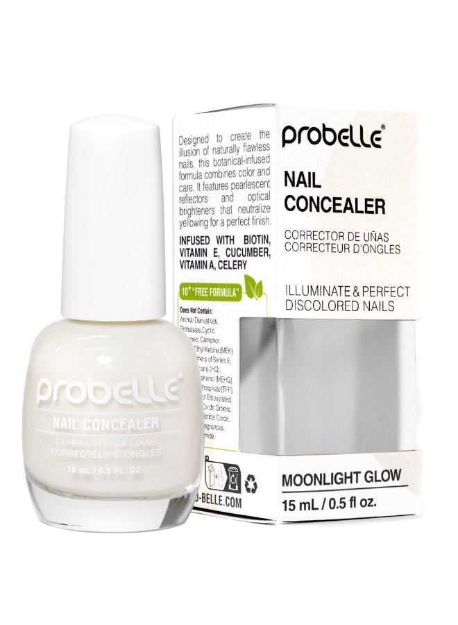 Probelle Illuminating Nail Concealer Sheer Long Lasting Brightening Nail Polish for yellowing discolored nails perfect finish for damaged nails with imperfections Vegan Gluten Free Moonlight Glow - Image 2