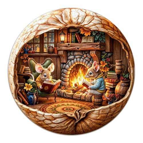 SECOGM Jigsaw Puzzles 1000 Pieces for Adults Fall Mouse Puzzles for Adults 1000 Pieces Round Puzzles with Letters On Back Difficult Challenging Hard Family Decoration Puzzle 265 265in - Image 1