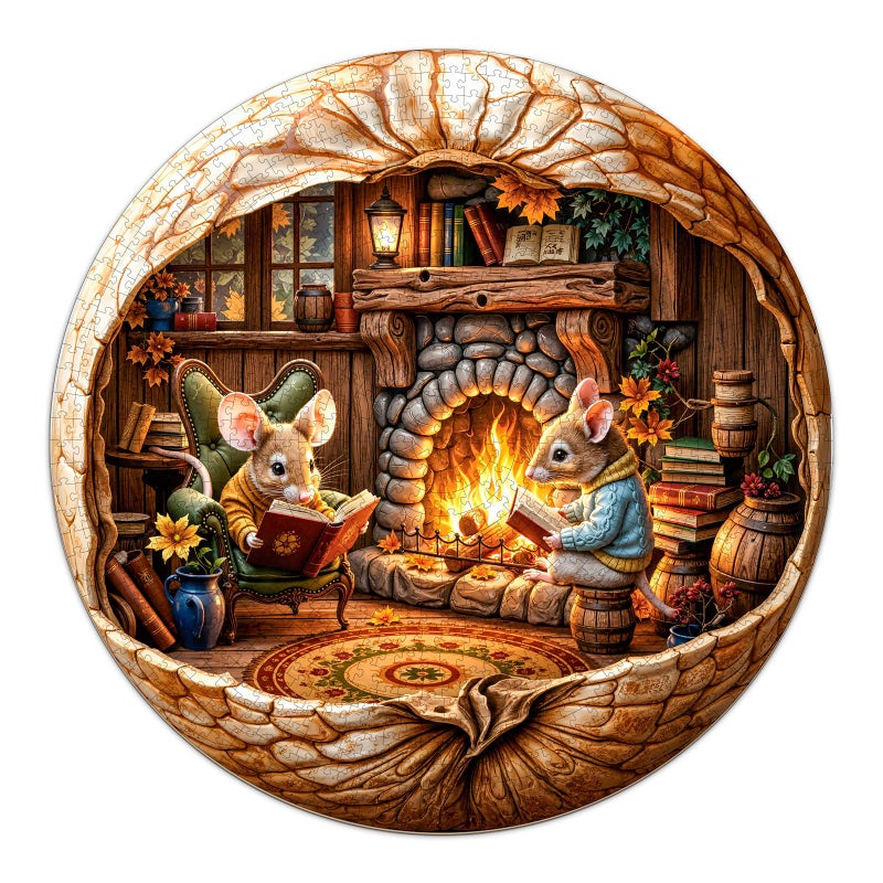SECOGM Jigsaw Puzzles 1000 Pieces for Adults Fall Mouse Puzzles for Adults 1000 Pieces Round Puzzles with Letters On Back Difficult Challenging Hard Family Decoration Puzzle 265 265in - Image 3
