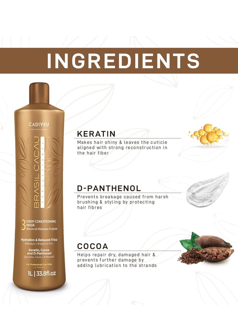 برازيل كاكاو قناع الترطيب العميق برازيل كاكاو الخطوة 3 1000 مل - ترطيب أقصى والتحكم في التجاعيد - Image 3