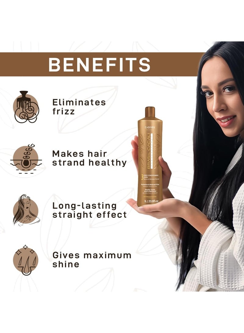 برازيل كاكاو قناع الترطيب العميق برازيل كاكاو الخطوة 3 1000 مل - ترطيب أقصى والتحكم في التجاعيد - Image 5