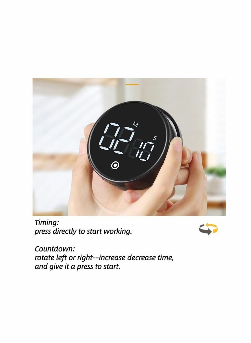 KASTWAVE Kitchen Timer for Cooking, Digital Timer for Countdown up with Holder Legible and Bright Display Magnetic Timer with Loud & Adjustable Alarm (Black)  - Image 3
