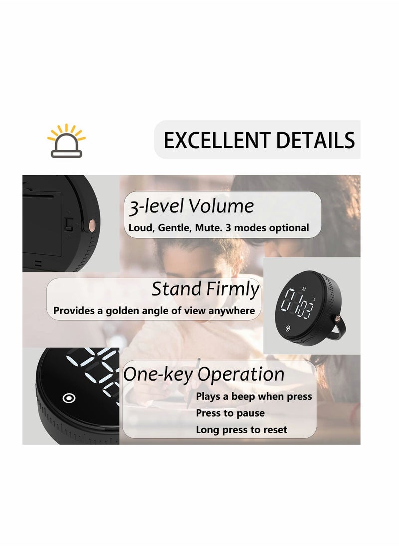 KASTWAVE - Kitchen Timer for Cooking, Digital Timer for Countdown up with Holder Legible and Bright Display Magnetic Timer with Loud & Adjustable Alarm (Black) - Image 1