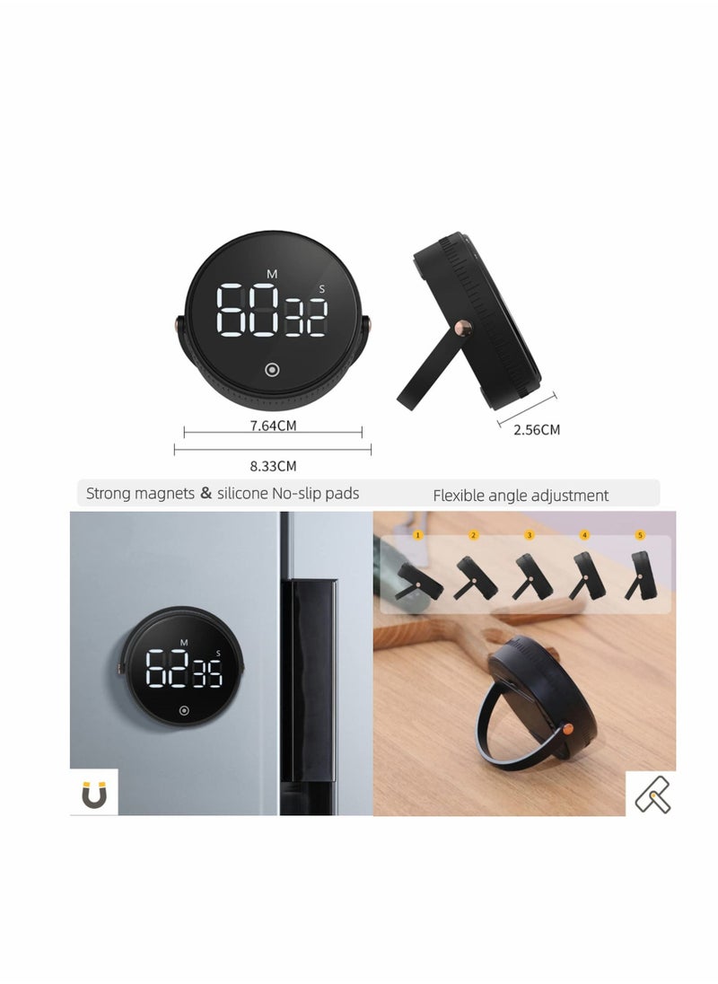 KASTWAVE Kitchen Timer for Cooking, Digital Timer for Countdown up with Holder Legible and Bright Display Magnetic Timer with Loud & Adjustable Alarm (Black)  - Image 2