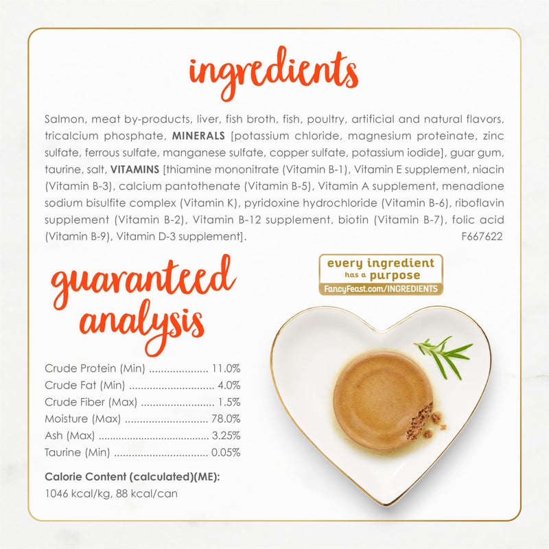 Fancy Feast Purina Fancy Feast Salmon Feast Classic Grain Free Wet Cat Food Pate - (Pack of 24) 3 oz. Cans - Image 5