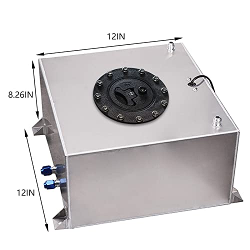 GSTP Universal 5 Gallon 20L Fuel Cell Tank with Cap and Level Sender Polished Aluminum Silver - Image 2