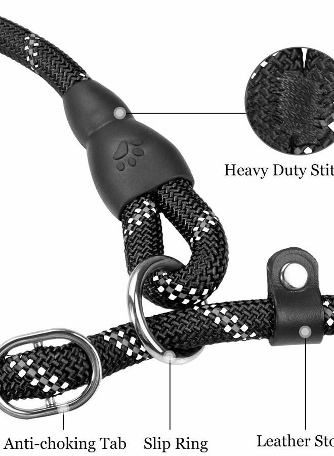TagME Slip Rope Dog Lead for Large Dogs,1.8m Reflective Slip Leads with Soft Padded Handle, 12 Colors Slip-On Nylon Leash for Training/Walking, Black - Image 4