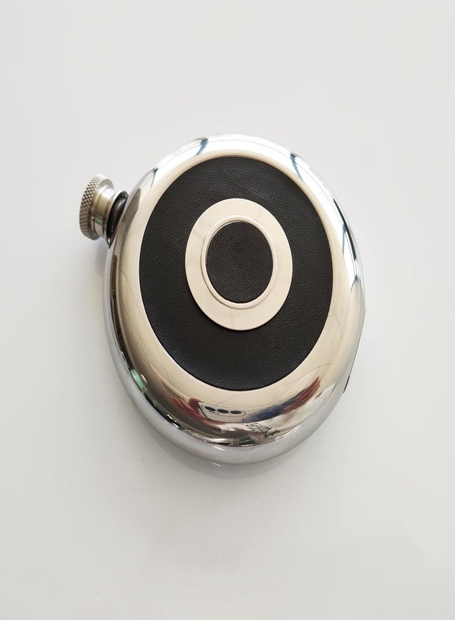 CNFLASK 5oz Round Hip Flask With Build-in Insertable Cup & Funnel (5oz, Black) - Image 3