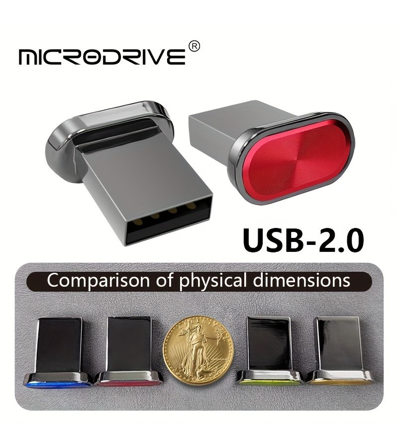 Red USB 2.0 Flash Drive 32GB Metal Button Portable Memory Stick With CD Texture Design - Image 5