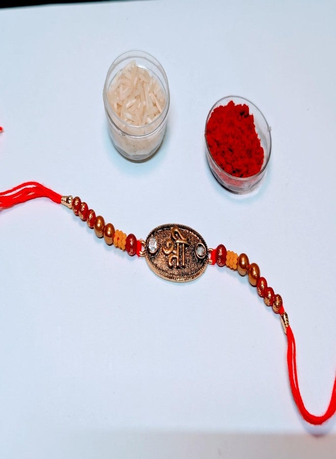 Vsaksh 6Pcs, Gold Shree Rakhi | Designer Gold‑Plated Thread for Rakshabandhan | Gift for Brother (6) - Image 2