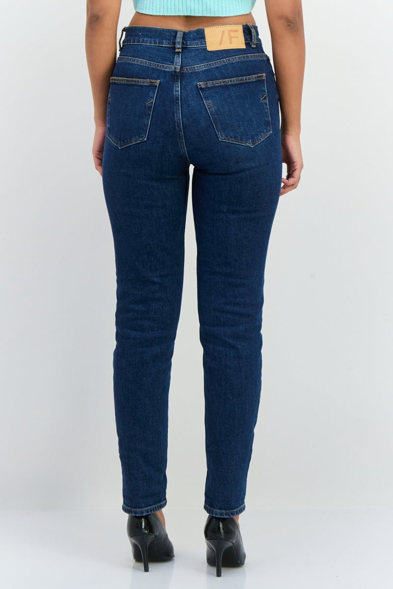 SELECTED FEMME Women Slim Fit Washed  Denim Jeans, Blue - Image 3