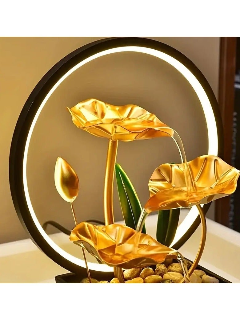 Gonice USB Powered Relaxation Indoor Tabletop Fountain, With LED Circle Reflective Lighting Feature, For Home And Office Decor - Image 3