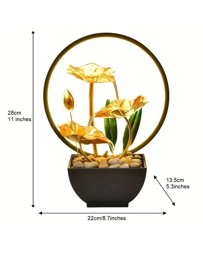 Gonice USB Powered Relaxation Indoor Tabletop Fountain, With LED Circle Reflective Lighting Feature, For Home And Office Decor  - Image 4