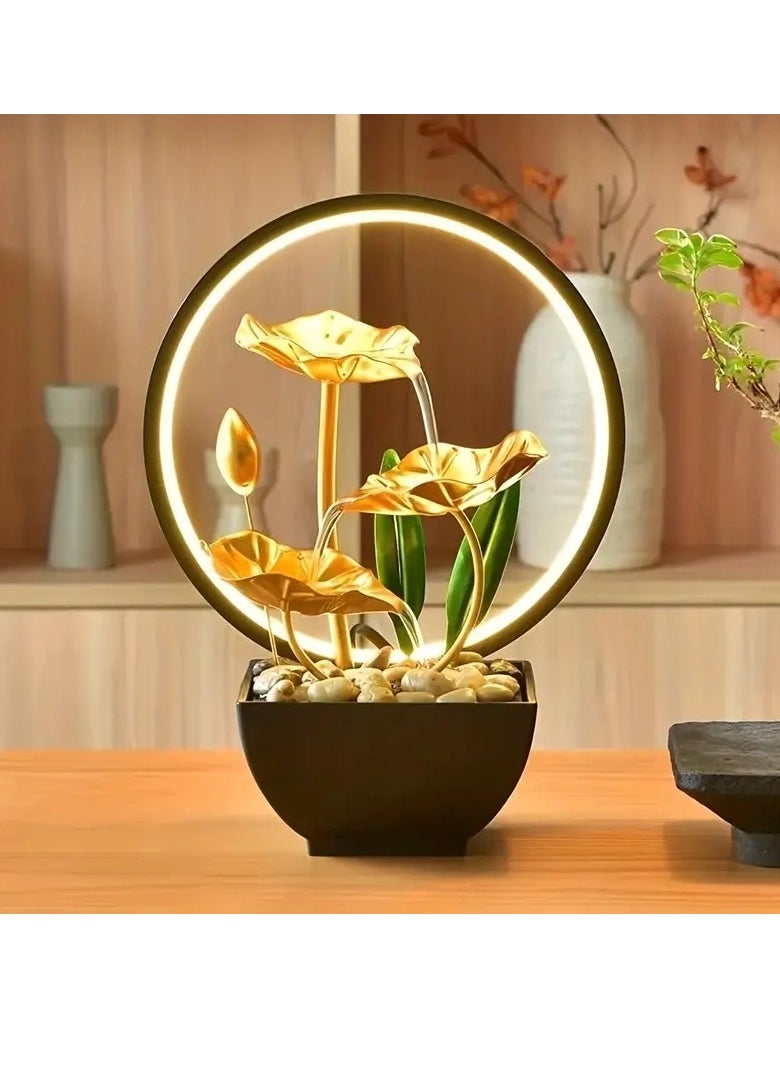 Gonice USB Powered Relaxation Indoor Tabletop Fountain, With LED Circle Reflective Lighting Feature, For Home And Office Decor  - Image 2