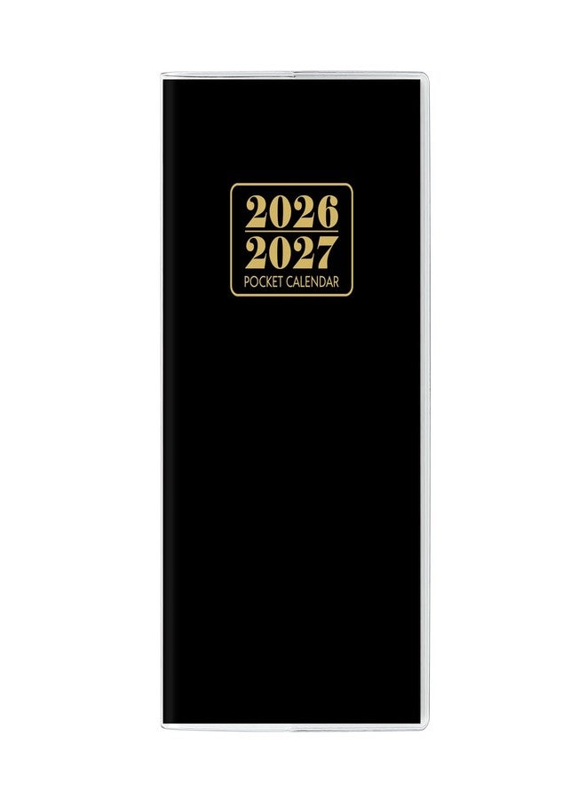 Zuozee Pocket Calendar 2026-2027, Monthly Purse Planner (6.7" x 3.7") Runs from January 2026 to December 2027, Solid Black Pocket Calendar with PVC Cover for Planning, Organizing, and Office Use - Image 1
