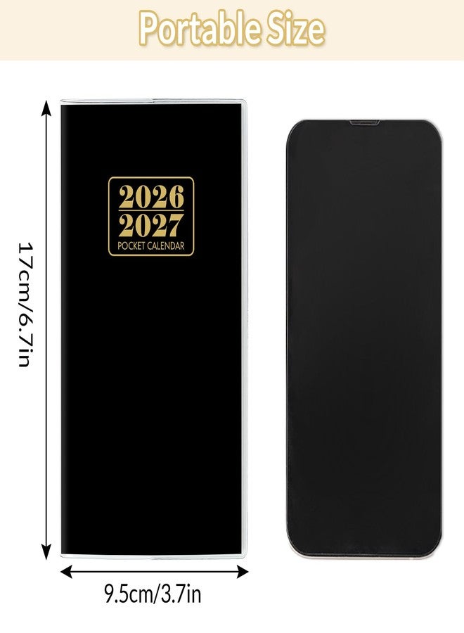 Zuozee Pocket Calendar 2026-2027, Monthly Purse Planner (6.7" x 3.7") Runs from January 2026 to December 2027, Solid Black Pocket Calendar with PVC Cover for Planning, Organizing, and Office Use - Image 5