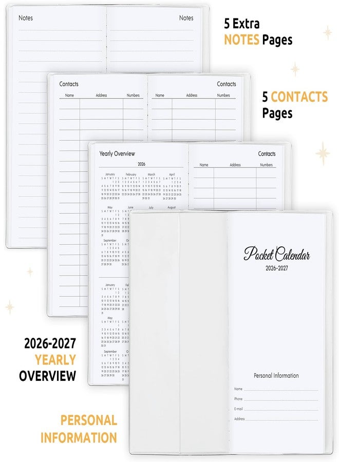 Zuozee Pocket Calendar 2026-2027, Monthly Purse Planner (6.7" x 3.7") Runs from January 2026 to December 2027, Solid Black Pocket Calendar with PVC Cover for Planning, Organizing, and Office Use - Image 2