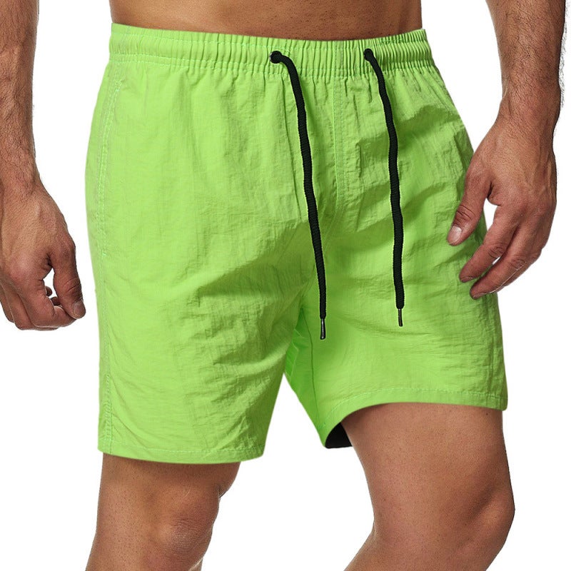 Foreign Trade Amazon 22 Summer Mens Casual Shorts Candy-colored Five-point Pants Mens Ten-color Waterproof Quick-drying Beach Pants Fluorescent green