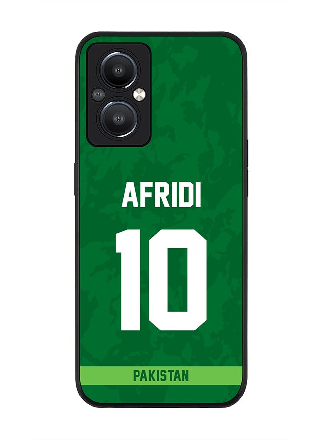 Stylizedd Rugged Black Edge Case for Reno8 Z 5G / Reno8 Lite 5G / Reno7 Z 5G, Slim fit Soft Case Flexible thin Cover - Player Name - AFRIDI, Jersey Number- 10 - Image 1