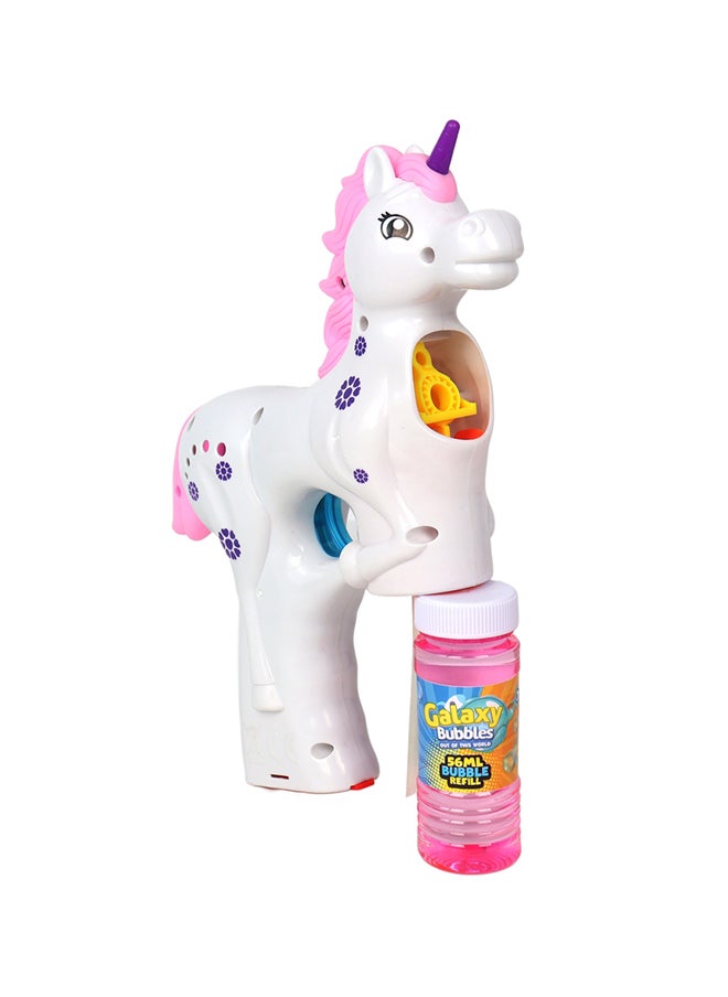 Galaxy Toys - Unicorn Bubble Blaster Withlight With 56ml Bubble Solution，3xaa Batteries Not Included - Image 1